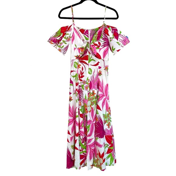 Cult Gaia Dina Floral Cutout Midi Dress Linen Blend Size 4 - Picture 5 of 15